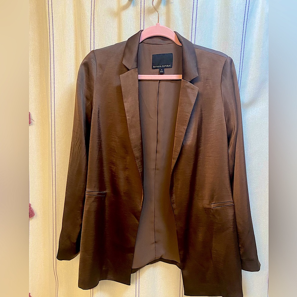 Banana republic silky brown relaxed-fit blazer